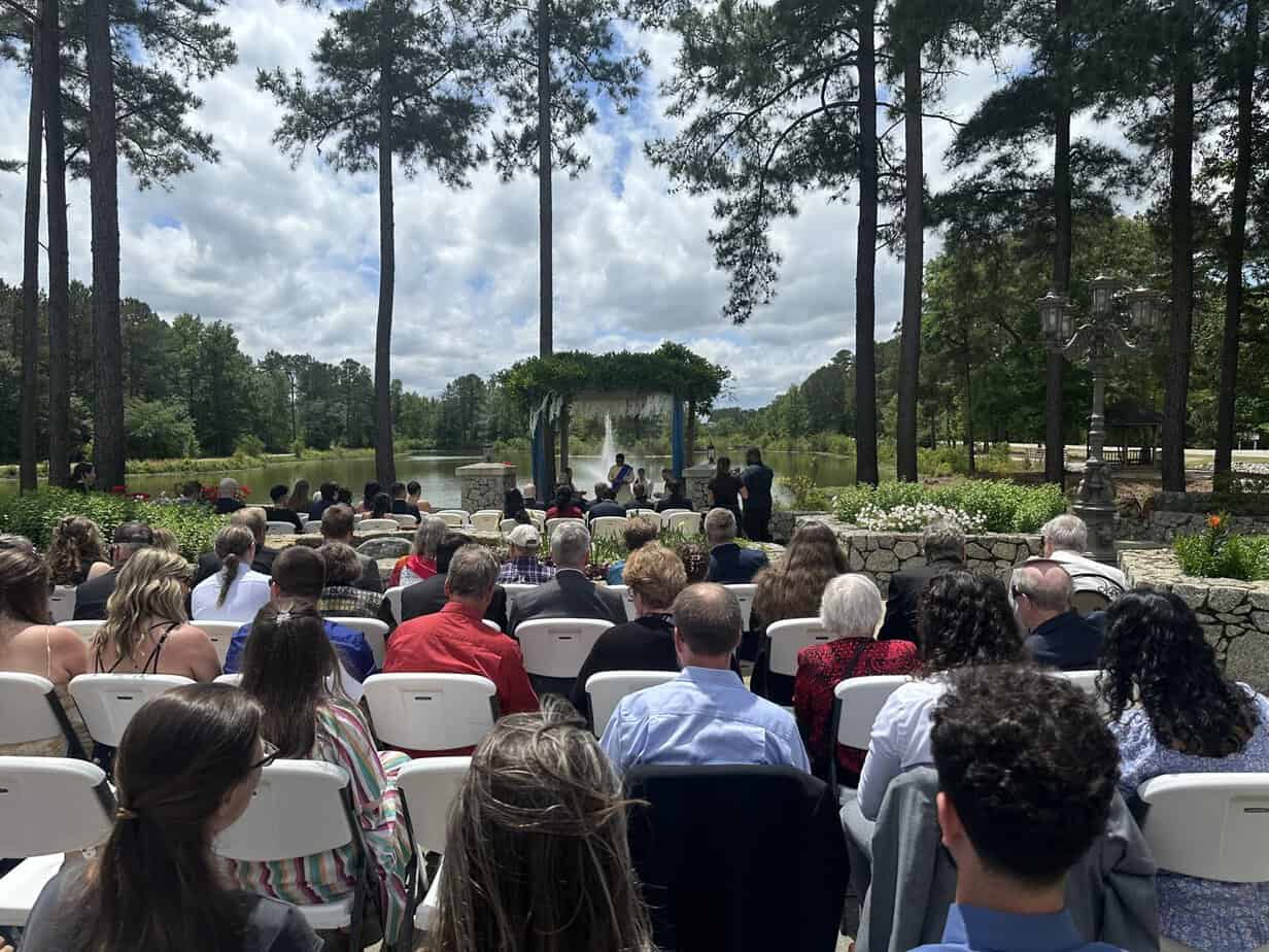Indian wedding ceremony by the lake at Mariani's Venue near Fayetteville, NC
